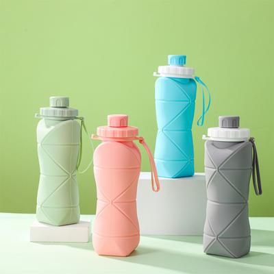 600ml Silikon Katlanır Şişe Yetişkin Taşınabilir Yeniden Kullanılabilir Plastik Bardaklar Açık Hava Seyahat Spor Salonu Su Şişesi Motivasyonel İçme Şişesi