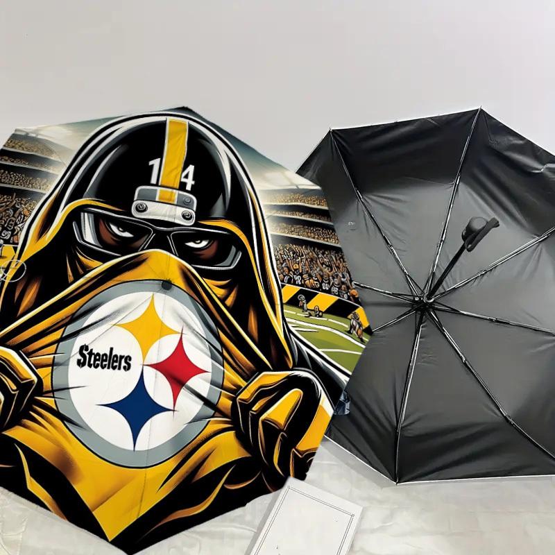 1 Stück Steelers 14 Regenschirm-8-Rippen verstärkt, Automatiköffnung, Leicht & Langlebig, Süßes Modeaccessoire für Draußen-P92