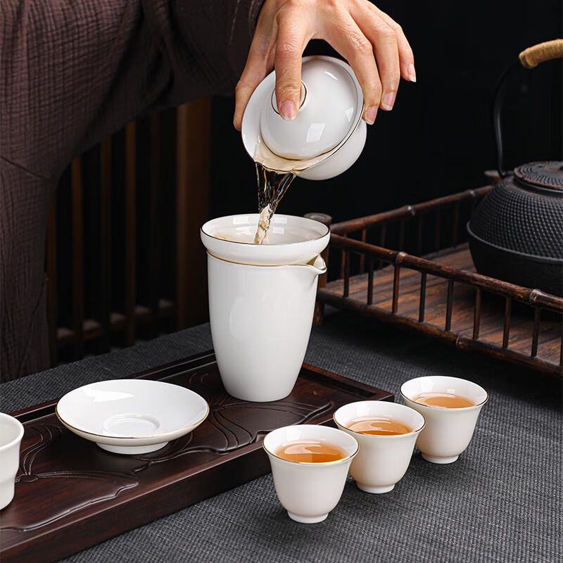 Chá Xún Pure White Ceramic Kung Fu Tea Set