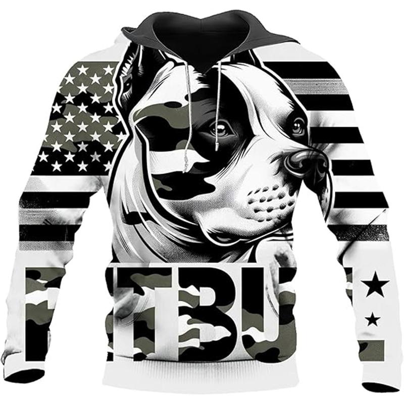 Sudadera con capucha y gráfico de pitbull terrier personalizado con estampado 3D por todas partes para hombre, sudadera de manga larga, regalo para amantes de los perros