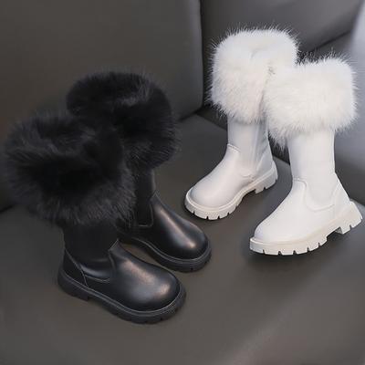 Teenager Girl's Snow Boots Thick Warm Faux Fur Fashion Shoes Platform Waterproof Long Boots for Girls Calf Length Casual Boots