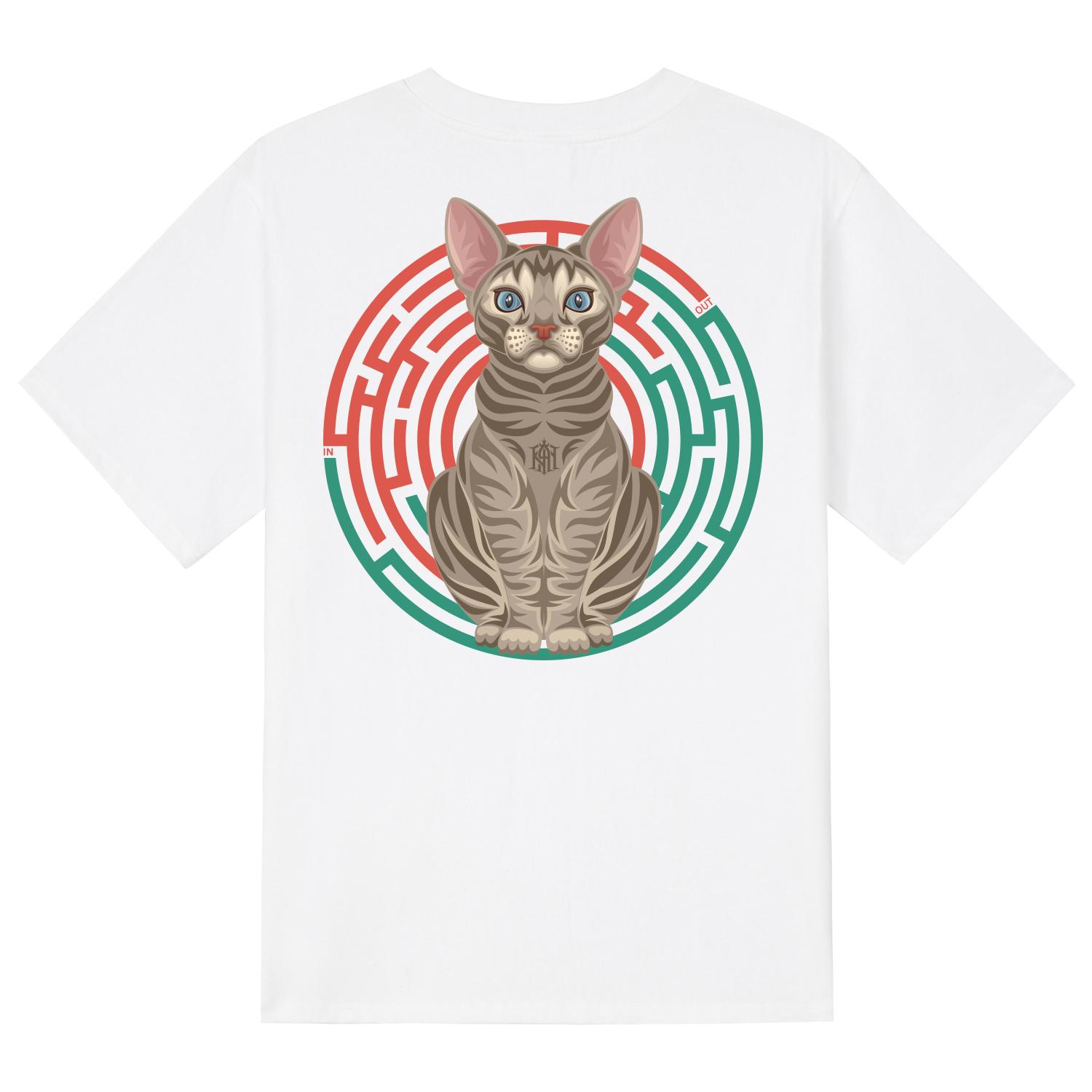 Khan 6312 Ktw0017 Sphinx Cat Short Sleeve T-Shirt - White White/L