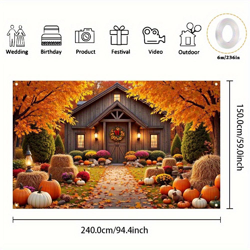2D-Ebene, 1 Stück Willkommen Herbst-Banner - Warmes Bauernhaus-Design mit Holzakzenten und floralen Verzierungen