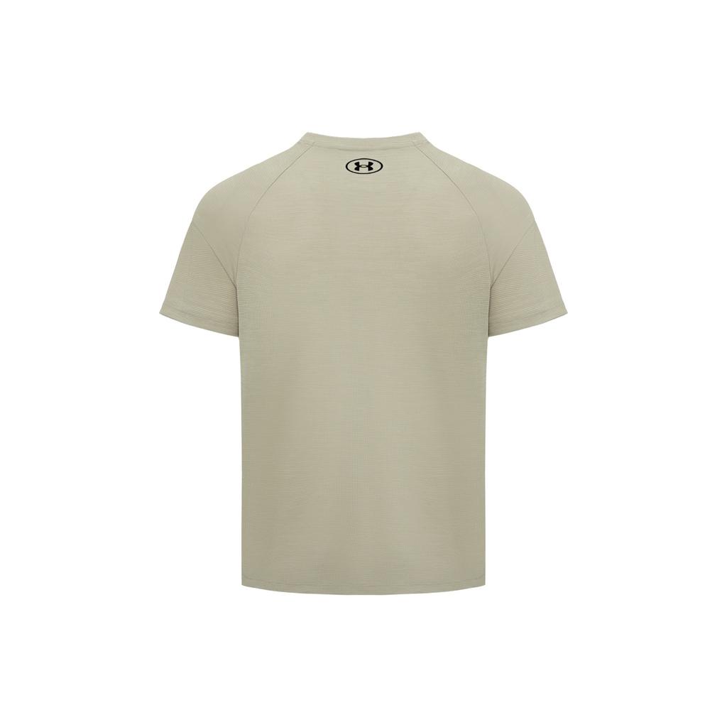 Under Armour Tech Textured Training Fitness Comfortable Breathable Logo Short Sleeve T-Shirt Men Tops Brown Gray 1382796-204