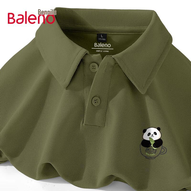 Baleno Men s Waffle Knit Polo Shirt with Teacup Panda Print 2XL