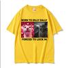Vintage Fashion Born To Dilly Dally Forced To Lock In Funny Cat Meme T-shirts Men Women Casual Cotton Short Sleeve T Shirts