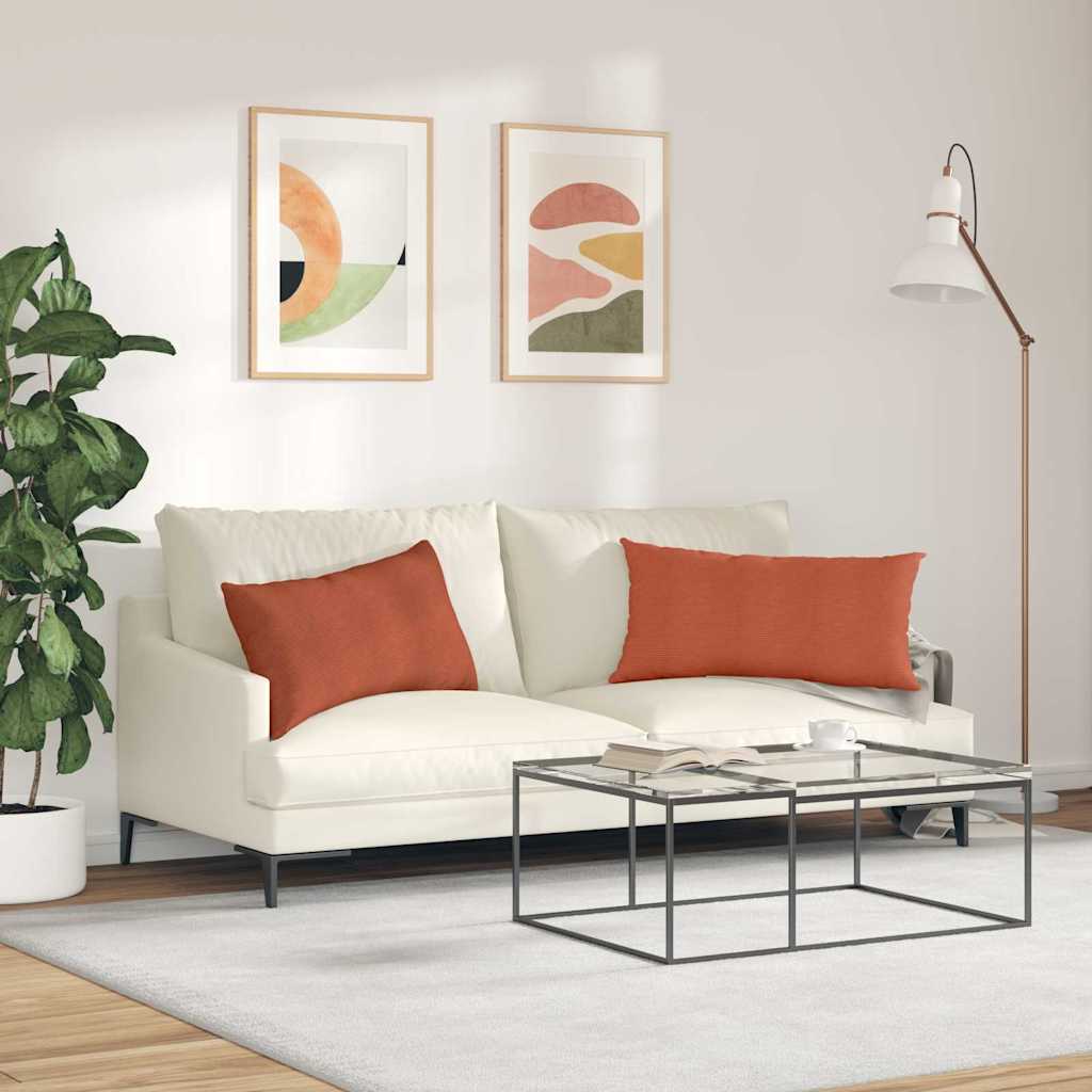 Sofa Cushions 2 Pieces Red Orange 80 x 40 cm Corduroy Fabric