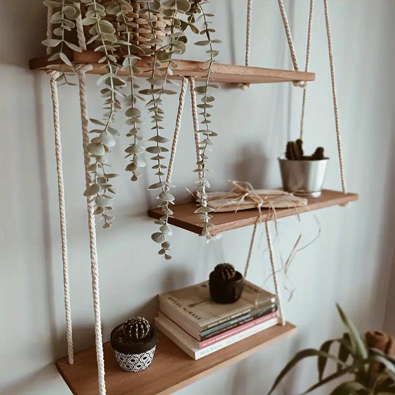 3 Tiers Plant Rack Living Room Decoration Macrame Wall Hanging Shelf Bohemian Wall Mounted Shelves Home 2 Colors