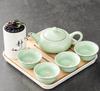 Purple Clay Ceramic Kung Fu Tea Set Home Teapot Set with Portable Tea Tray and Tea Caddy