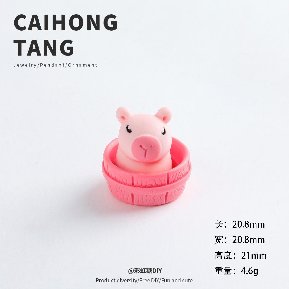 

Adorable 3D Pink Capybara Figurine Decor, Creative Diy Keychain Pendant Making Materials