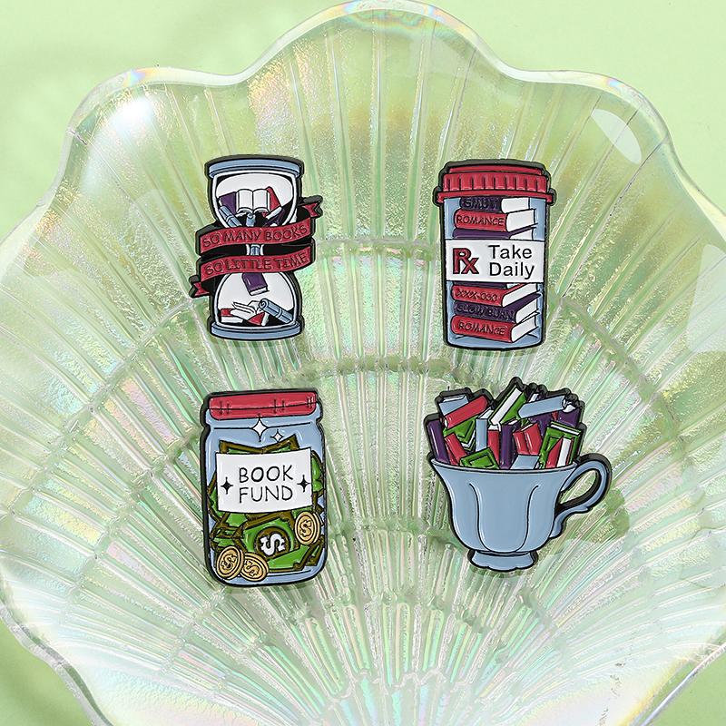 Book Storage Enamel Pins Custom SO MANY BOOKS SO LITTLE TIME Brooches Lapel Badges Clothes Funny Jewelry Gift for Friends