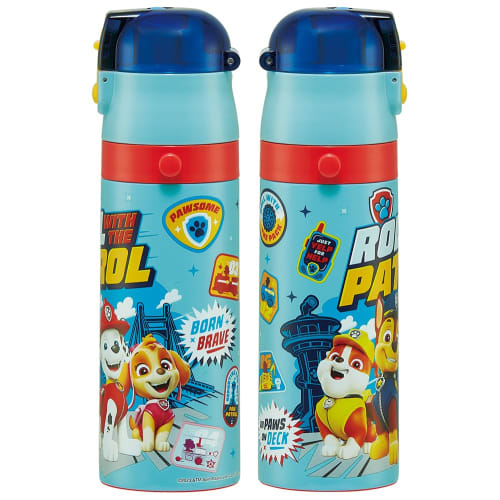 Skater Kid-Friendly Lightweight Stainless Steel 2-Way Water Bottle, 430ml, Paw Patrol 24 Design, for Kids, Includes Direct Drinking Cup, Stainless Ste