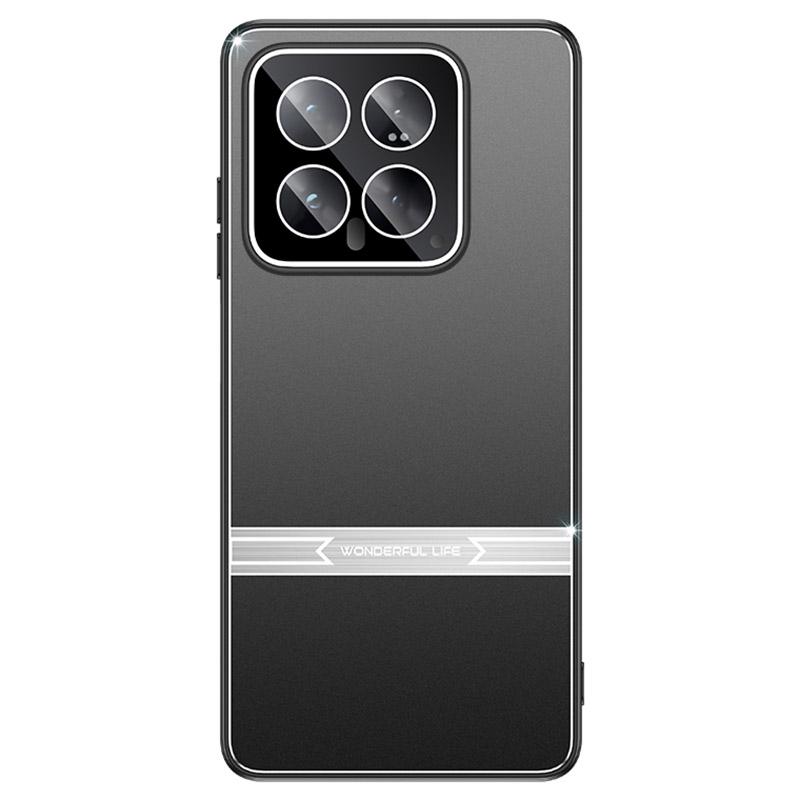 

For Xiaomi 14 Phone Case Metal+PC+TPU Matte Anti-scratch Smartphone Cover Black+Silver