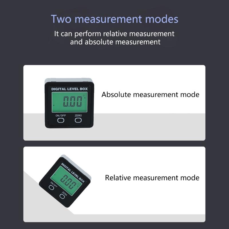 Auto Rotating Digital Angles Meter With Backlights Display Double Measurement Mode Magnetic Base For Woodworking