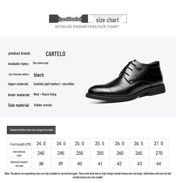 Cartelo Men's British Style Leather Winter Boots