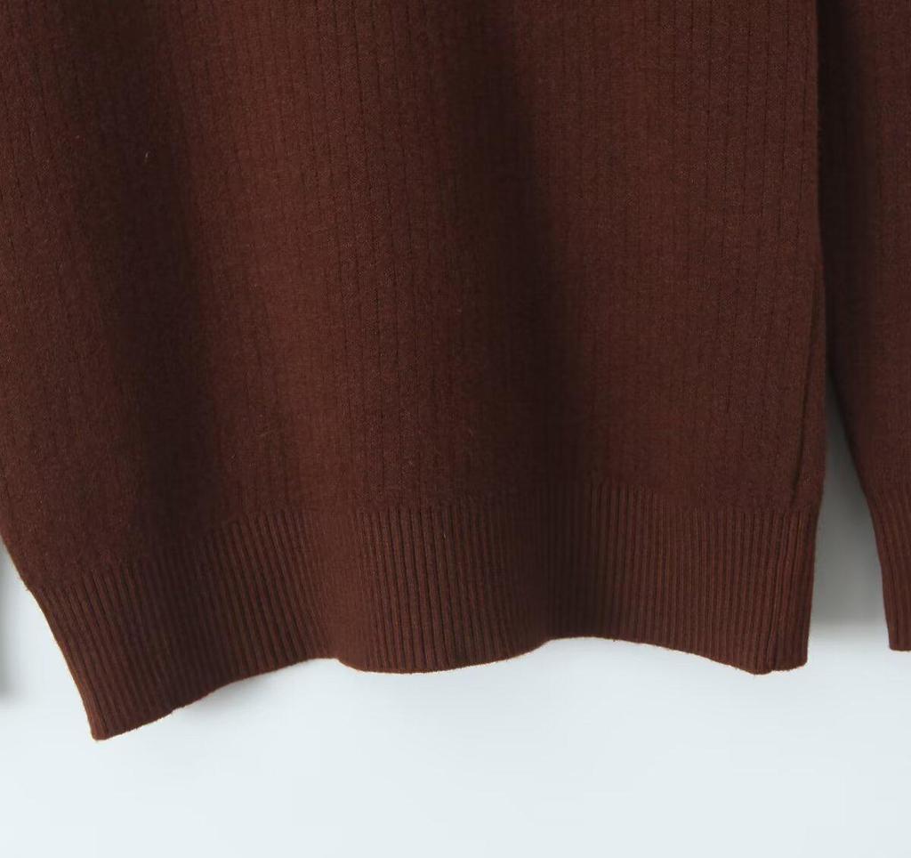 2024 Autumn Women's European & American Style Fleece-lined Warm Pullover Sweater