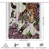 Tiger Floral Shower Curtain Wild Animal Nature Botanical Forest Bathroom Decor Vintage Artistic Home Decor Washable Waterproof