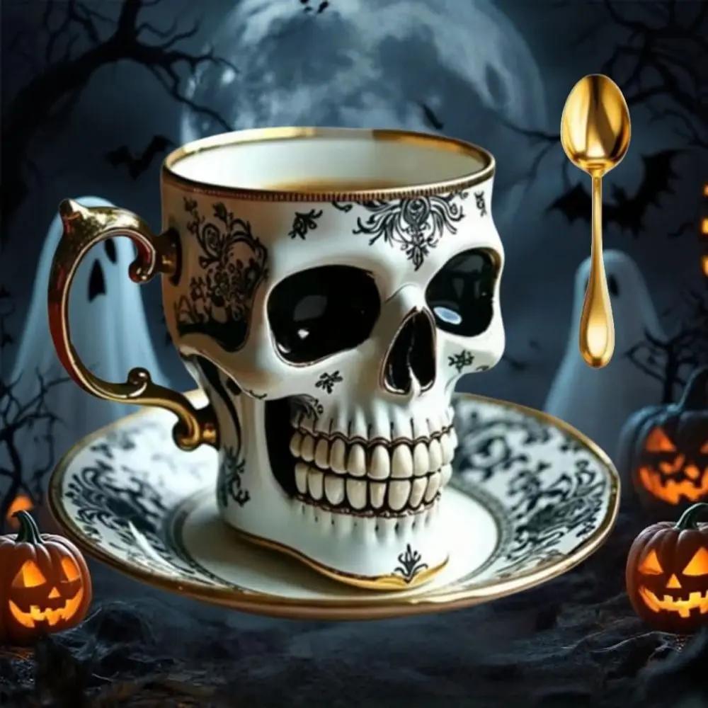 Tazza da Caffè Teschio in Resina Stile Design Bonehead Teschio Gotico Crusher Teschio Caffè Tazze Testa Scheletro per Amanti del Caffè