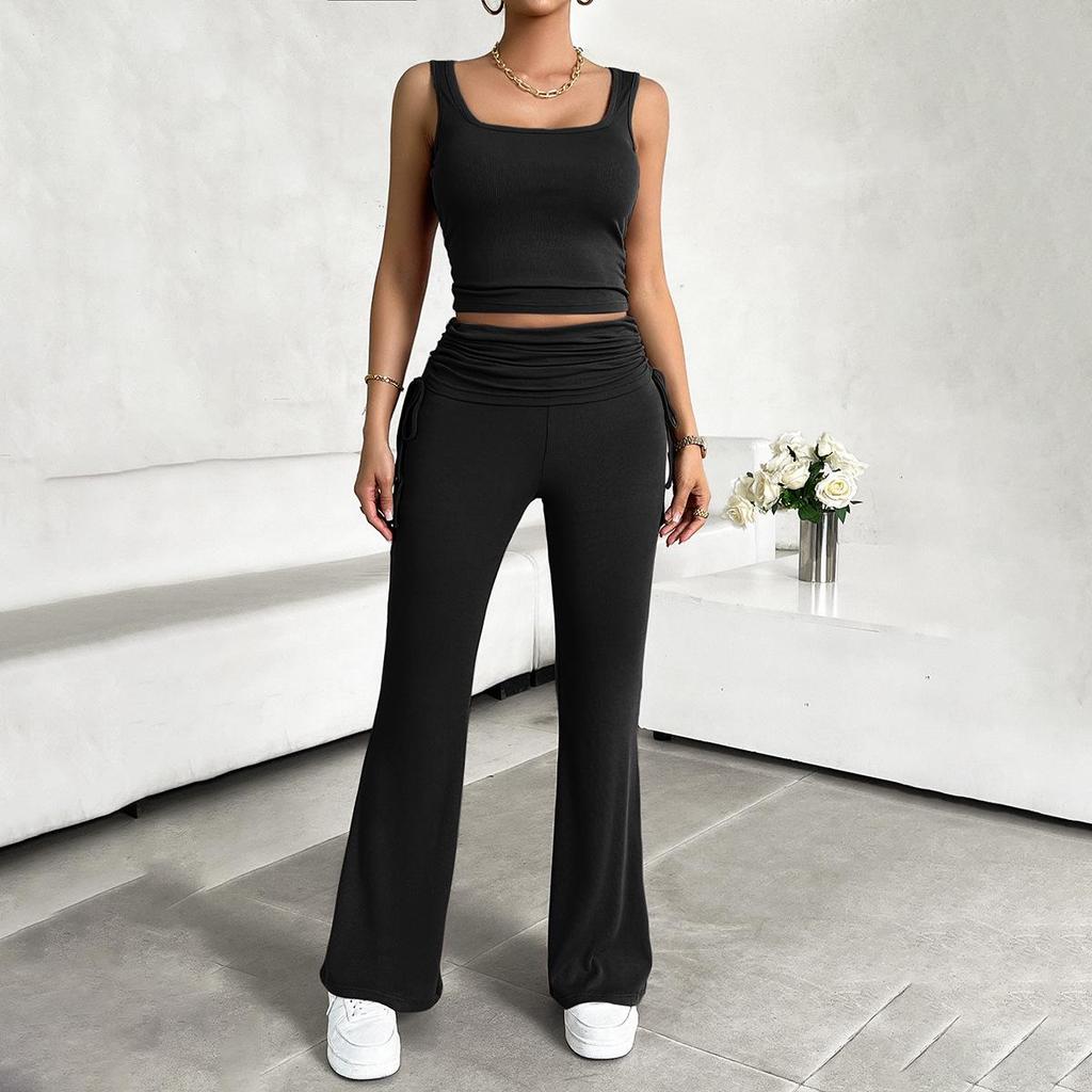 Diyun Women's 2024 Spring/Summer Casual Slim-fit Tank Top & Long Pants Set - European & American Style