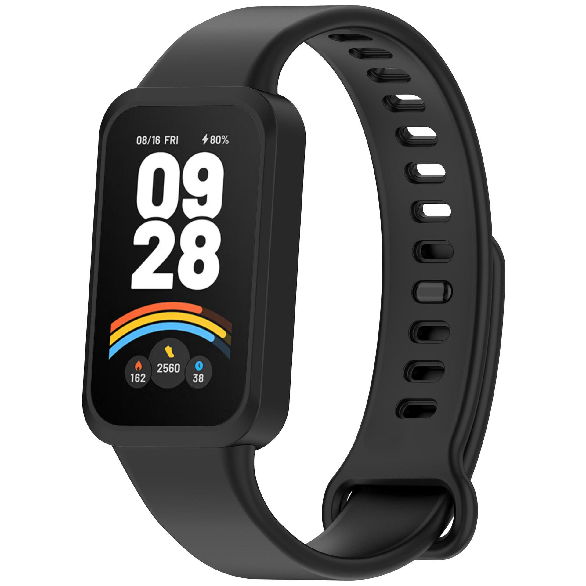 

Мягкий силиконовый ремешок для Xiaomi Mi Band 9 Active, спортивный сменный браслет с рамкой-чехлом для Mi Band 9active, ремешок для запястья Correa for Mi Band 9 Active чёрный