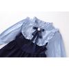 Girls' College Style Dress Autumn New Baby Girl Fake Two-Piece Korean Style Striped Color-Block Long Sleeve Dress
