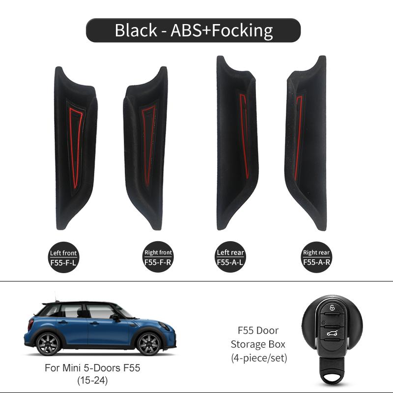 Car Door Armrest Storage Box Stick Shell Flocking For Mini Cooper F56 F55 F57 ABS Phone Wallet Car Storage Slot Car Decoration