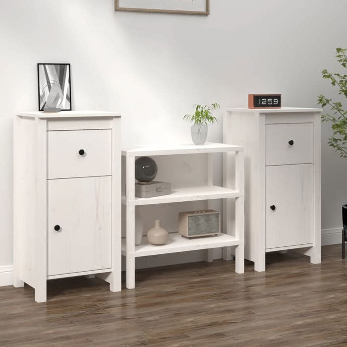 VidaXL 2x Buffets Sideboards Home Organizers Living Room Storage Furniture Interior White 40x35x80 Cm Wood 813757