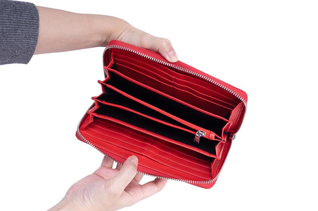 Brieftasche aus glänzendem Krokodilleder, lange Geldbörse, echtes Leder, Gelb [Kyowa]