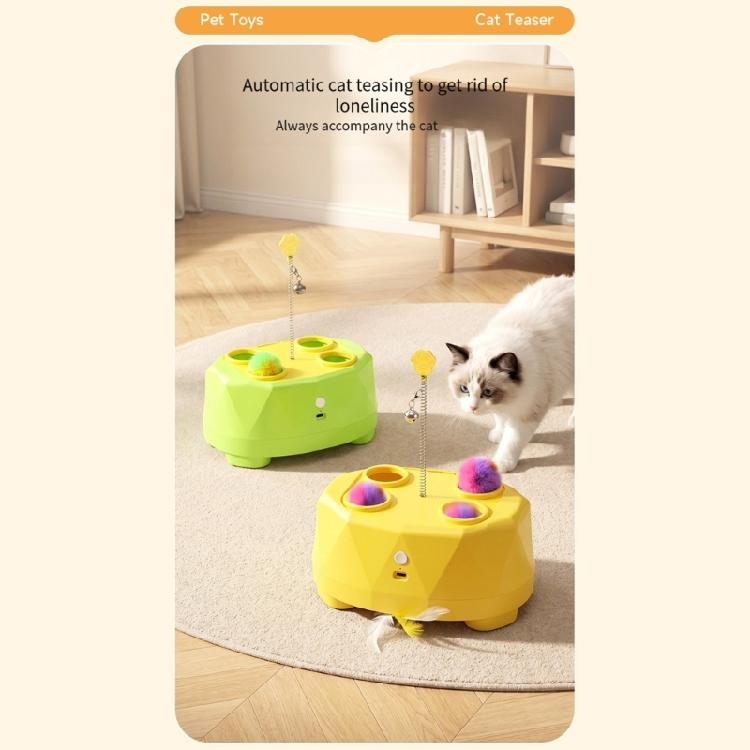 Indoor Play Device with Extending Lower Attachment, Moving Ball, Spring Attachment, and 4 Top Openings for Play