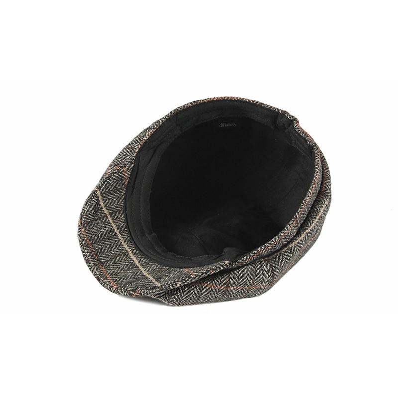 Kariertes Baskenmütze Herren Herbst Winter Wolle Britische Retro Zeitungsjunge Mütze Damen Achteckige Mütze Gatsby Paintsman's Cap Gorro Hombre Boina