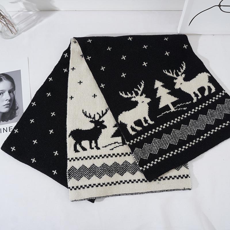 Scarf women's winter versatile warm couple student neck protection imitation cashmere knitted wool girls scarf senior sense men