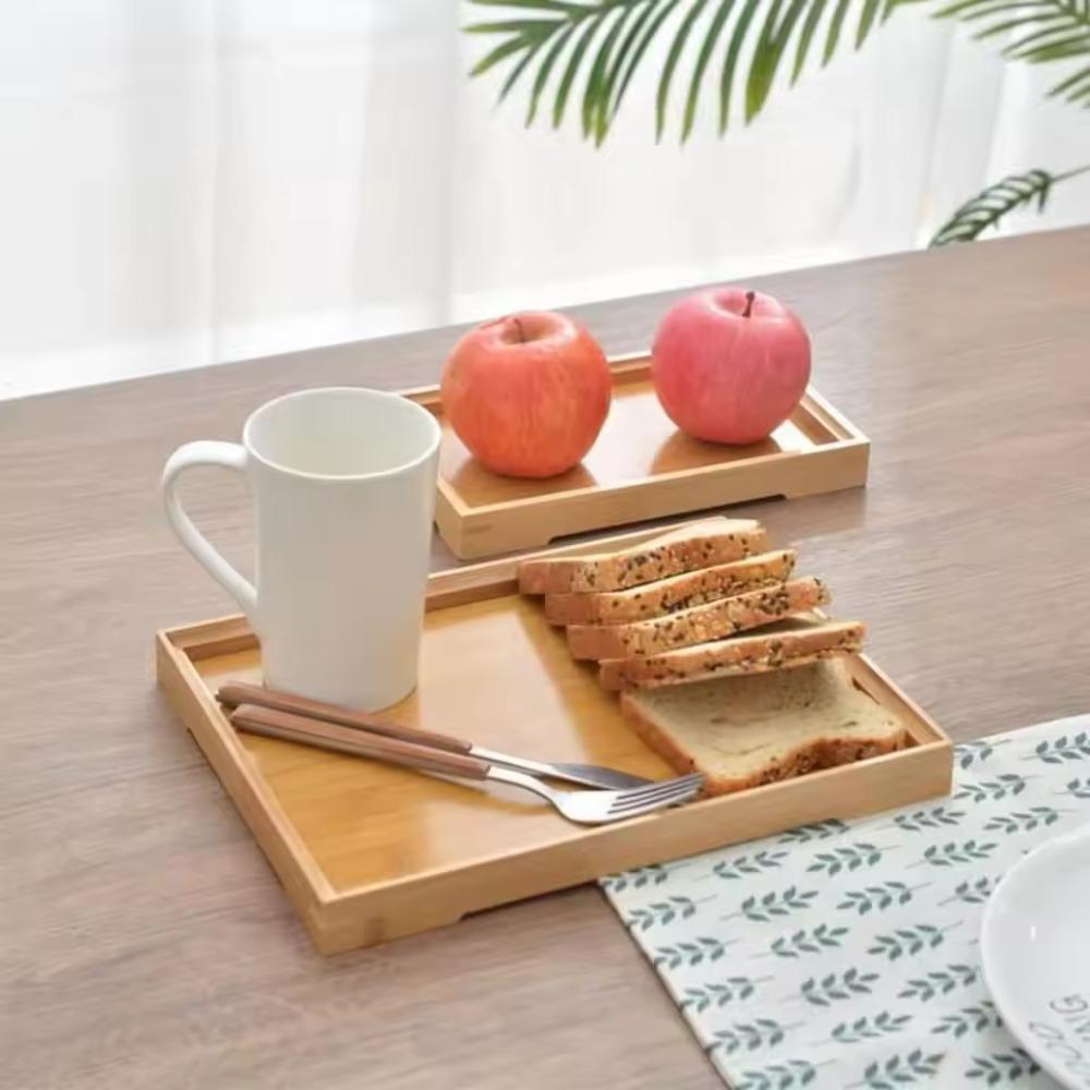 Simple Japanese Bamboo Tea Tray Kitchen Storage Serving Trays Home Hotel Platter Plate for Dessert Breakfast Coffee Food Tray