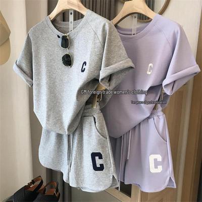 2025 Women's Summer Short-Sleeved Casual Suit: Simple, Versatile Loose T-Shirt & Shorts Set