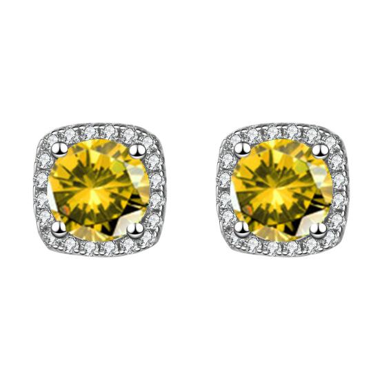 

1 Pair Stud Earrings Square Shape Cubic Zirconia Sparkling Inlaid Ear Studs Dressy Casual Earrings Jewelry Gift жовтий