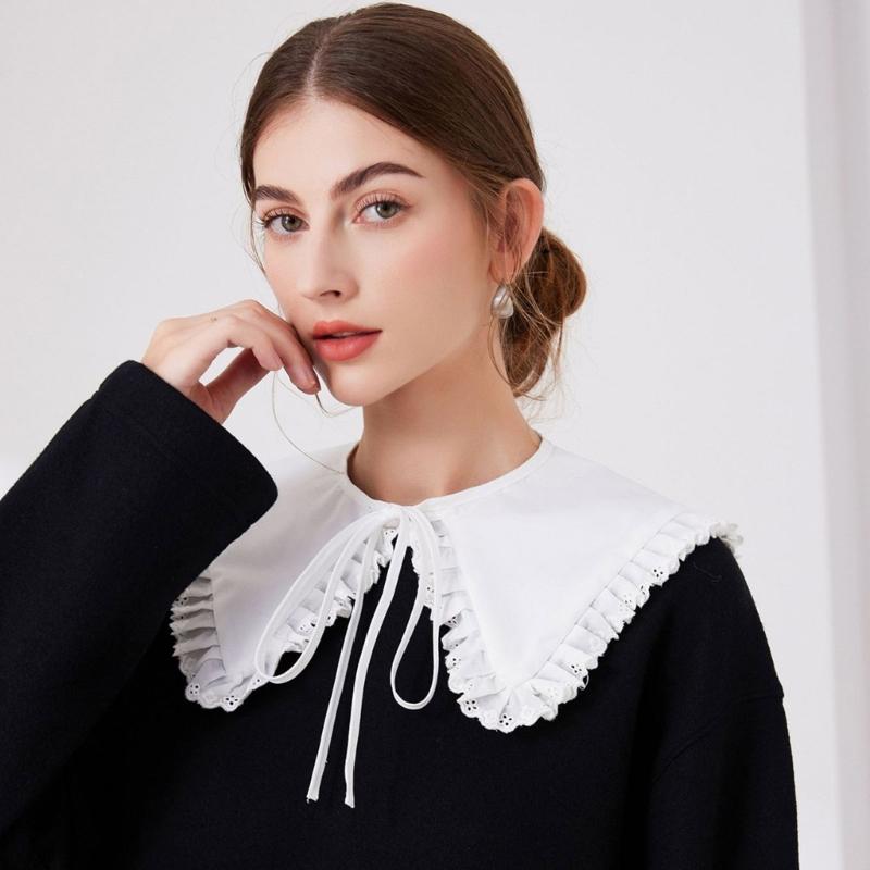 Sequins Quilted Cape False Collar Chinese Ruffled Lace Shawl Wrap Scarf Decorative Accessory for Women Girls Clothing