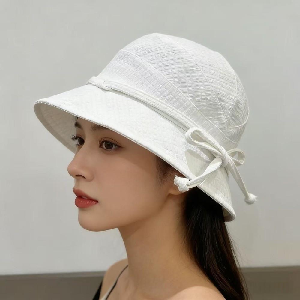 Lightweight Sun Protection Hat Stylish Bow Sunshade Bucket Hat Wide Brim Fisherman Hat Gardening