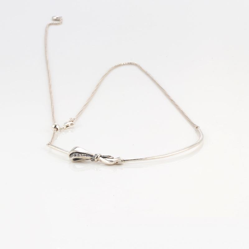Pan Jia S925 Sterling Silver European & American Style Bow Necklace: Simple, Versatile & Gorgeous.