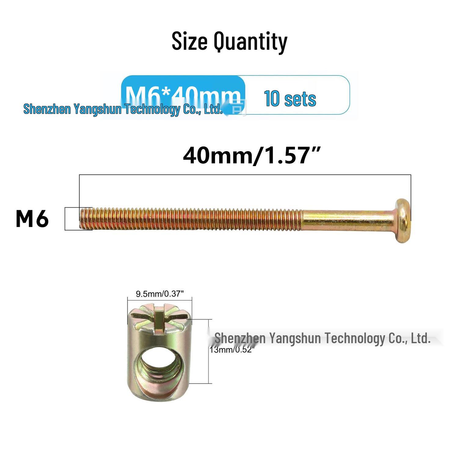 Galvanized Carbon Steel M6x40-120mm Flat Round Head Hex Socket Cap Screw & Barrel Nut Set (10-pack)