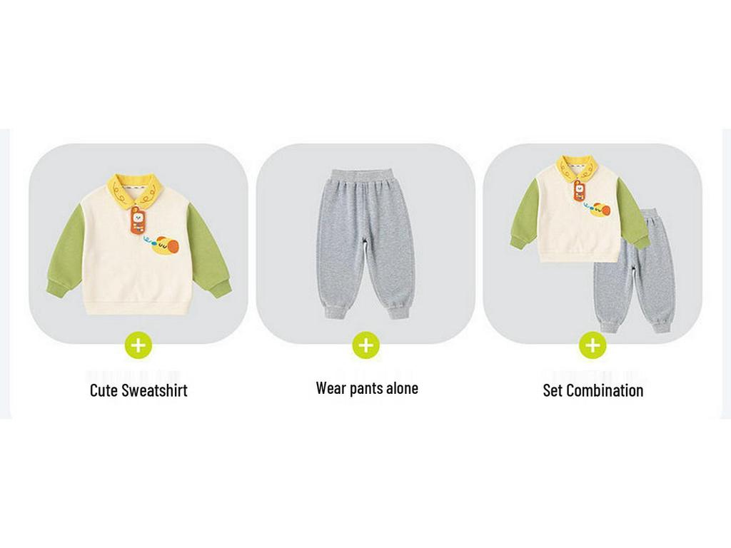 Dududu Kids Spring Polo Set: Baby Hoodie & Pants 2-Piece for Boys