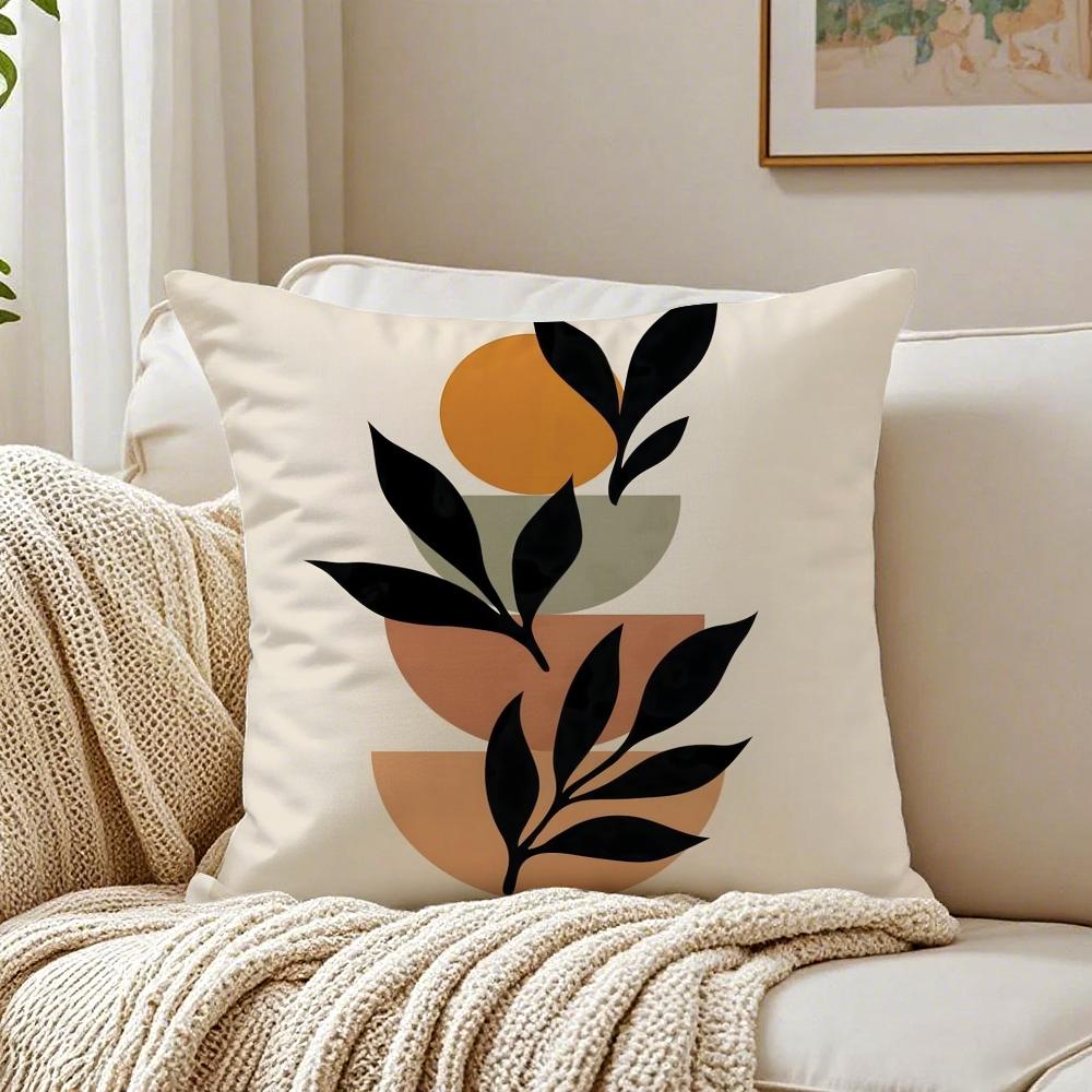 Trend Rustic Geometric Floral Pillow Case Organic Short Plush Cushion Covers Breathable Washable WrinkleResistant