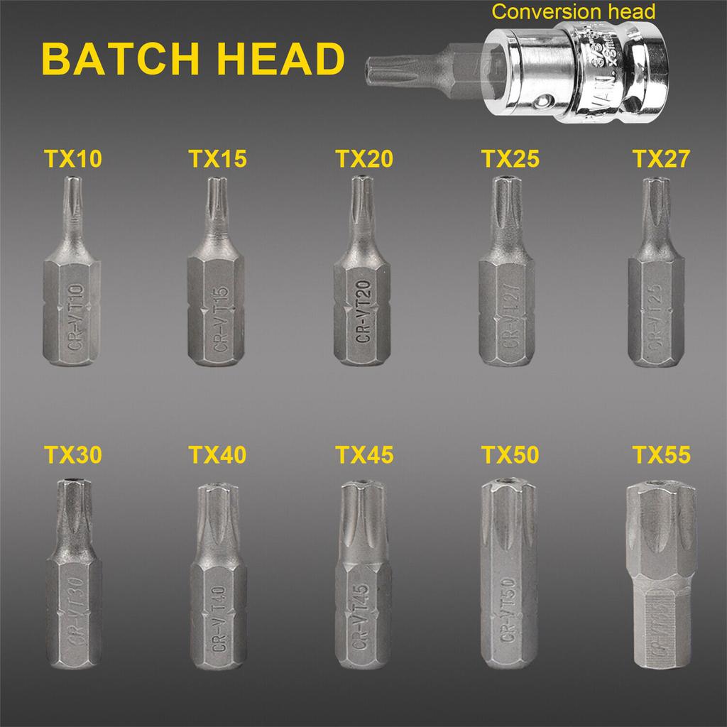 34Pcs Torx Star Sockets Bit Set 3/8" Ratchet Wrench With 5/16" Hex Socket Screw Combination Handheld Tool For Home