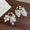 111 Silver Needle Fringed Shell Petal Earrings Women's Niche Design Hanging Two Stud Earrings Temperament High-end Earrings