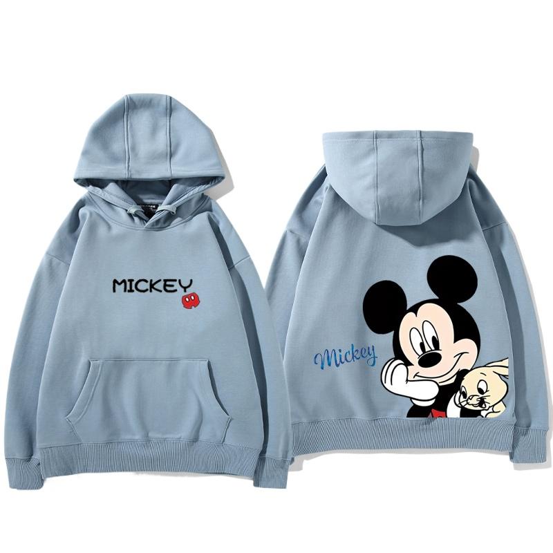 2024 Spring and Autumn Mickey Minnie Disney hoodie for male and female couples, parent-child cartoon print loose hooded clothes