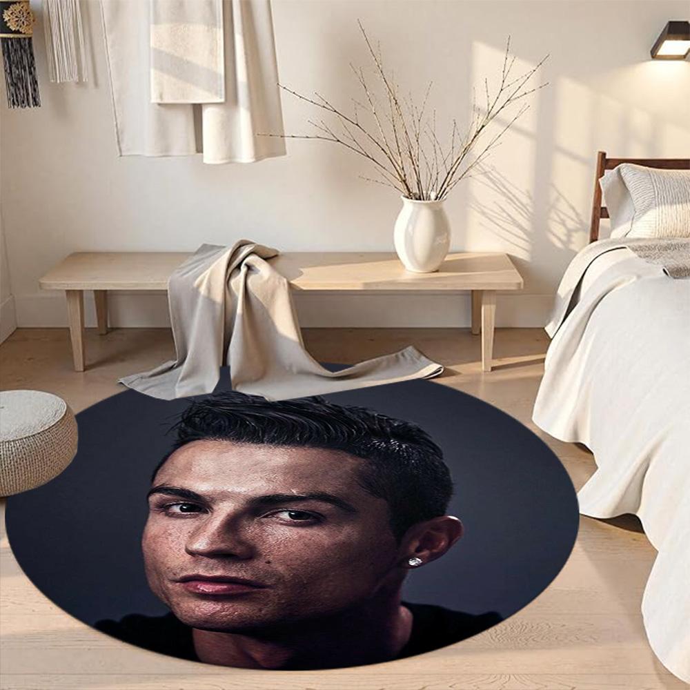 Cristiano Ronaldo Round Area Rug Perfect for Outdoor Dining Room Kitchen Bedrooms Antislip Round Carpet Anime Office Decor Perfect Gift for Women Men