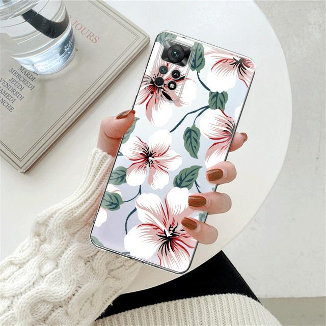 

Винтажный прозрачный чехол с изображением листьев и цветов с цветочным принтом для Xiaomi Redmi Note 12 7 8 9 8t 11t 8 10 Pro 9s 10s 11 11s для Mi 9a 9 9c 9t 10 10c K40 Redmi K40