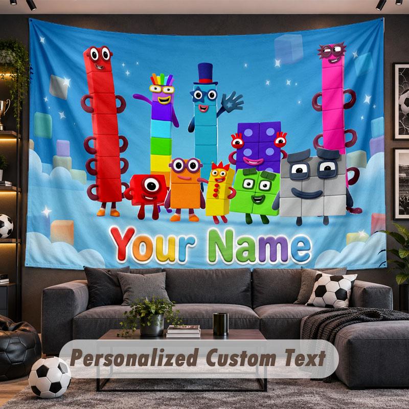 Wall Hanging Tapestry Custom NameNumberblocks Pattern Personalized Printed Fabric Wall Decor