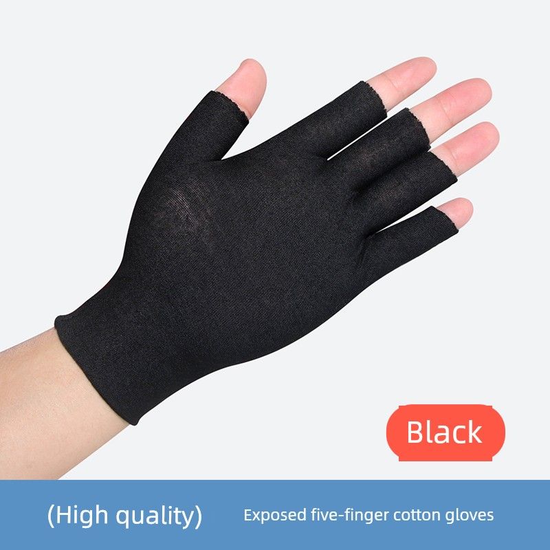 

Перчатки для маскировки шрамов, с полупальцами, мужские и женские, нейтральные, дышащие, тонкие, для вождения, с открытыми пальцами, без пальцев, для сенсорного экрана, для маскировки татуировок, эластичная повязка на запястье Black half finger (6 pack) A