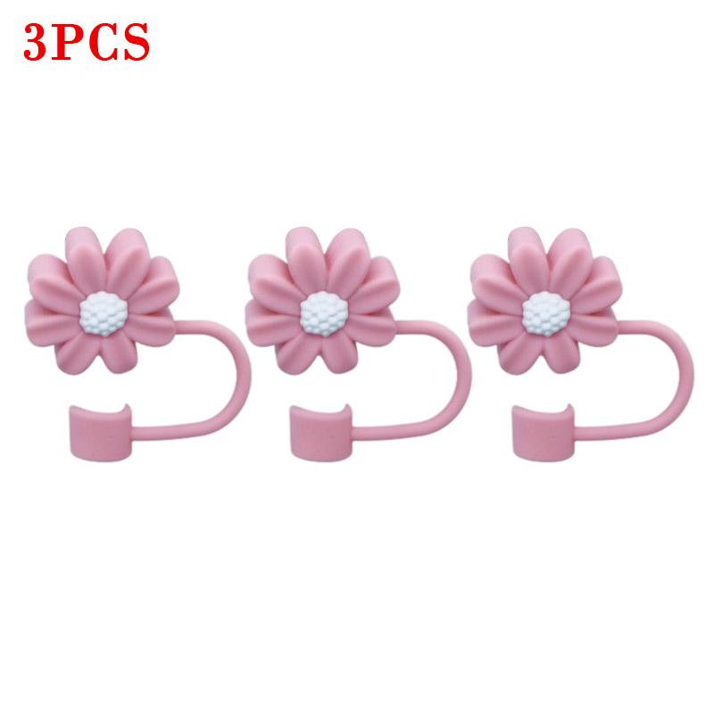 10PCS Silicone Straw Covers Cap Compatible with Stanley 30&40Oz Cup10mm Cute Flower Straw Toppers,Reusable Dust-Proof Straw Caps