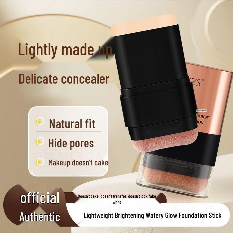 Lightweight Brightening Foundation Stick: Long-lasting, Smooth Coverage with a Natural Finish, Blemish-concealing, No Caking.