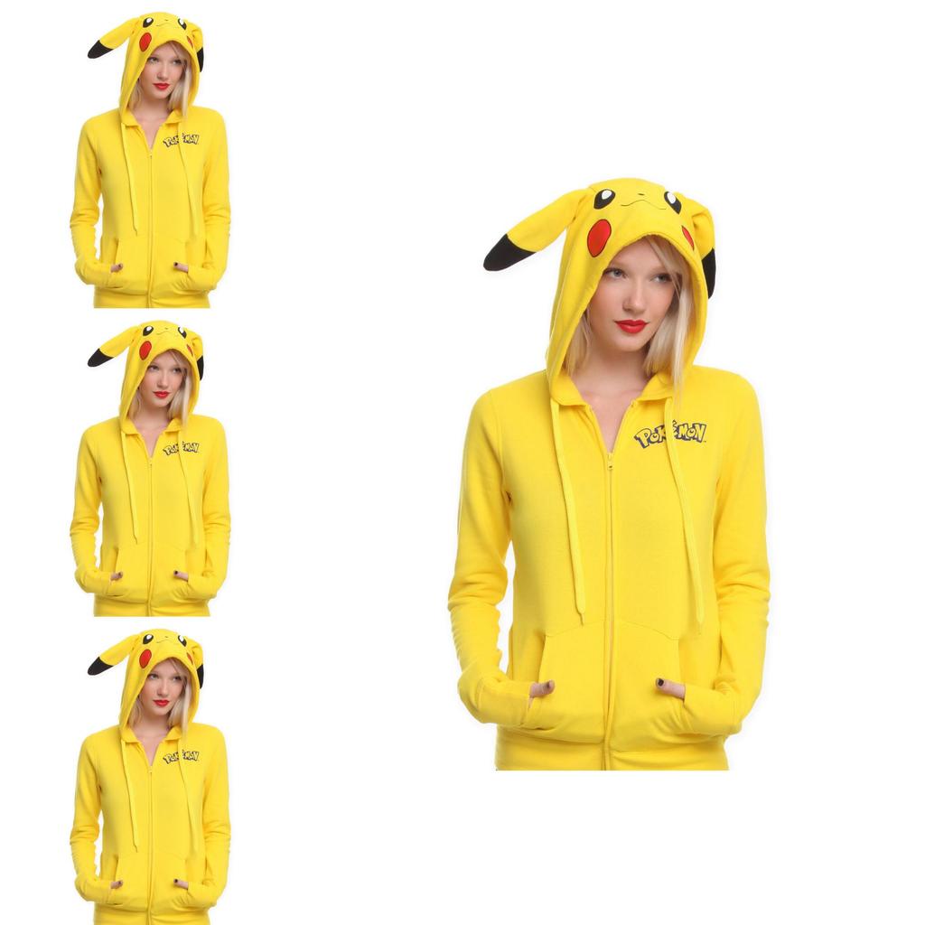 Pokemon Anime Jacket Cosplay Pikachu Hoodies With Adorable Ears And Tail Design